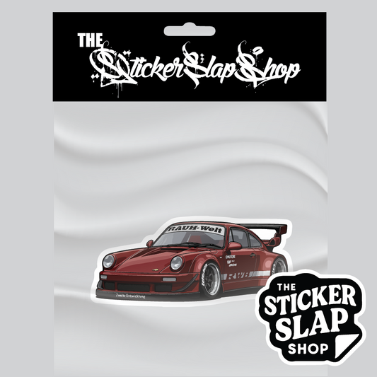 Burgandy Porsche 911 RWB wide body sticker