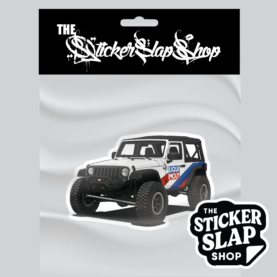 Jeep TJ with liquid molly liver sticker