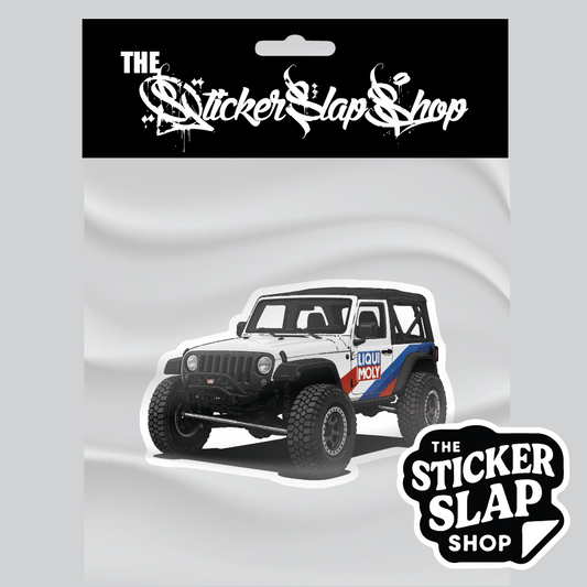 Jeep TJ with liquid molly liver sticker