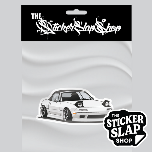 White Mazda Miata sticker